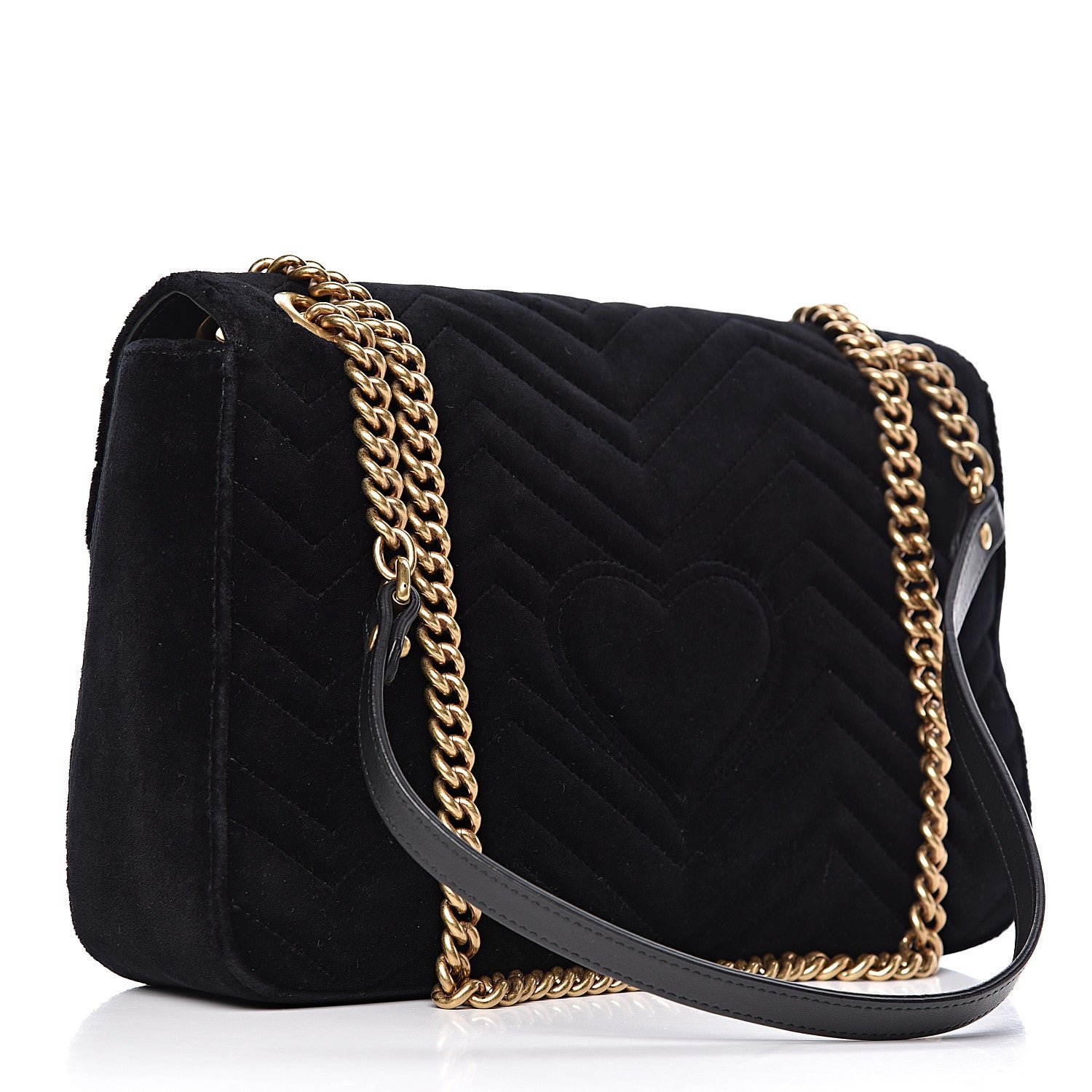 Gucci Velvet Matelasse Loved Embroidered Medium GG Marmont Shoulder Bag Black 3 of 11