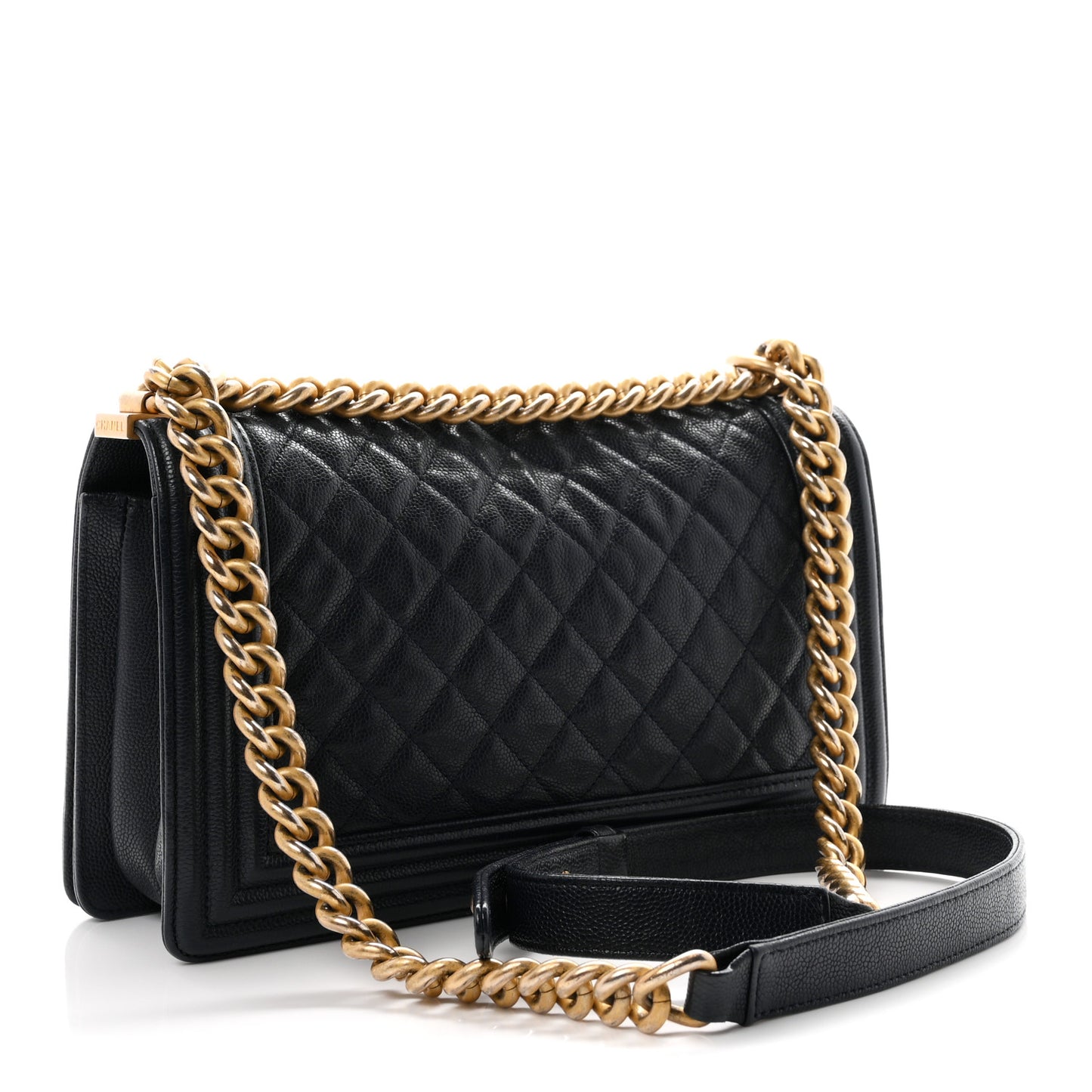 Caviar Quilted Medium Boy Flap Navy