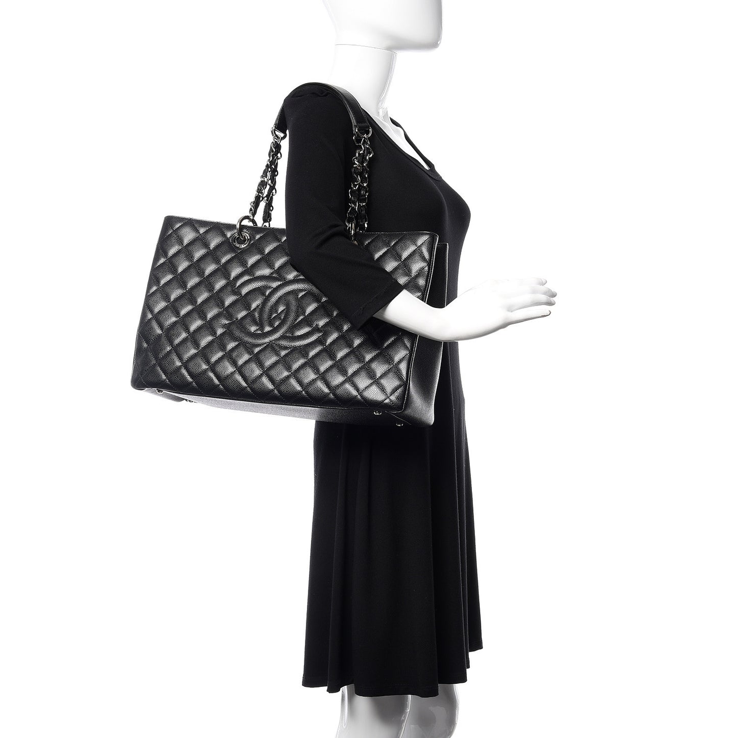 Caviar Quilted XL Grand Shopping Tote GST Black