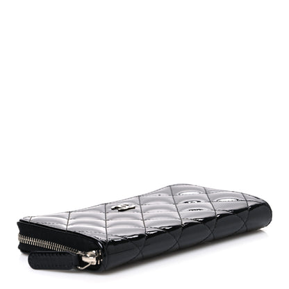 Chanel Patent Quilted Small Zip Around Wallet Black 4 of 9