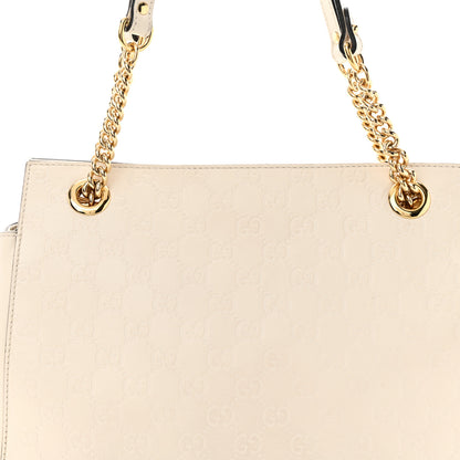 Gucci Guccissima Signature Medium Shoulder Tote Bag Mystic White 8 of 14