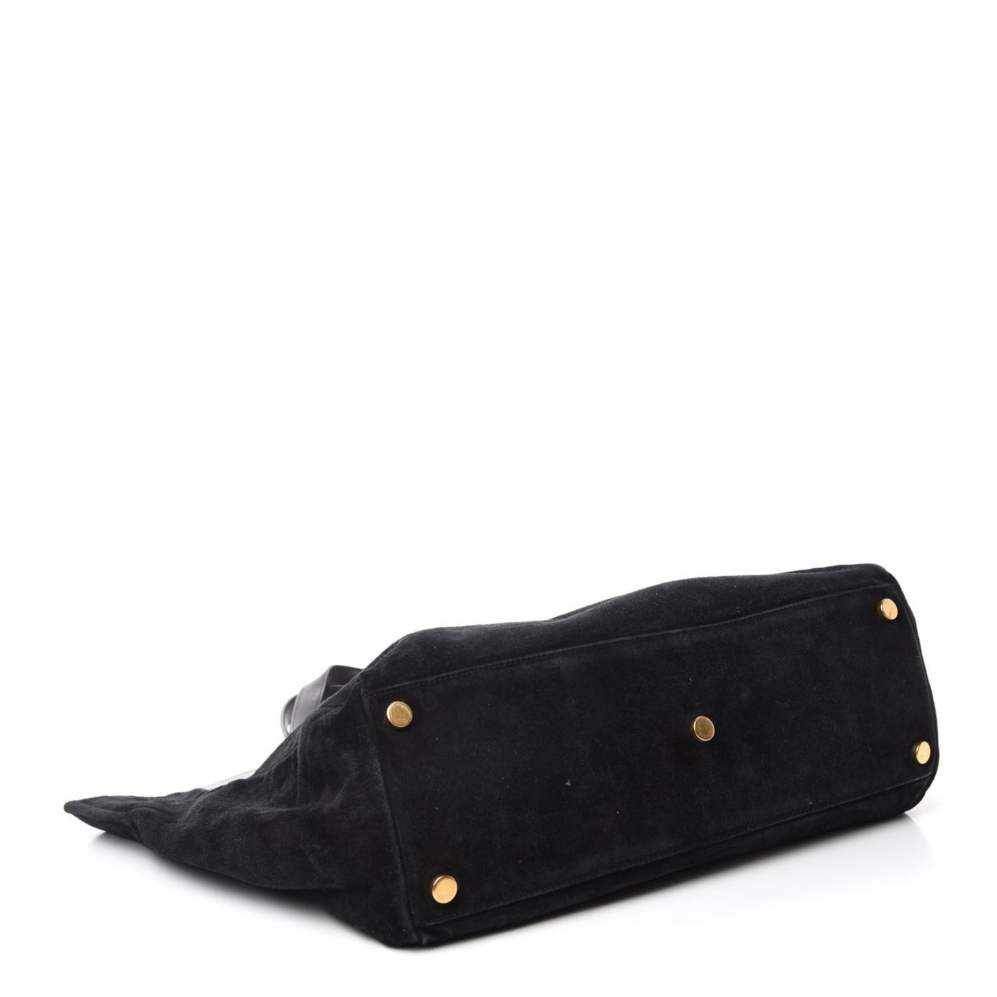 Calfskin Suede Reversible East West Shopper Tote Black