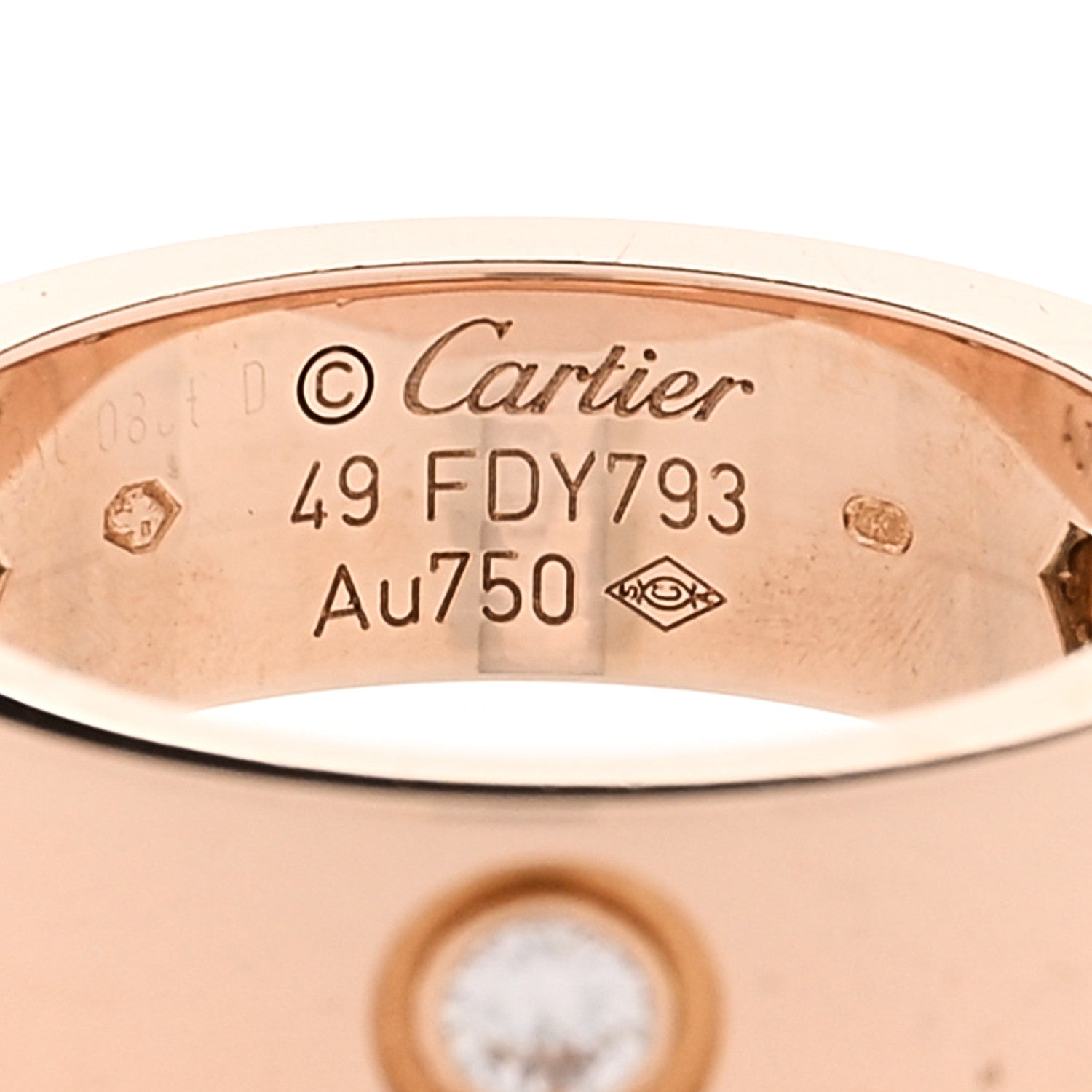 Cartier 18K Pink Gold 3 Diamond 5.5mm LOVE Ring 49 4.75 4 of 4