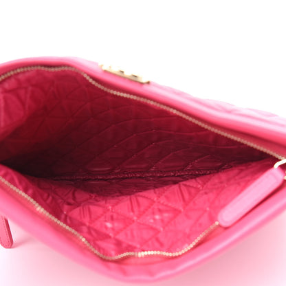 Chanel Lambskin Quilted Beauty CC Boy Clutch Fuchsia 5 of 11