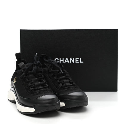 Chanel Velvet Calfskin Mixed Fibers CC Sneakers 38 Black 9 of 9