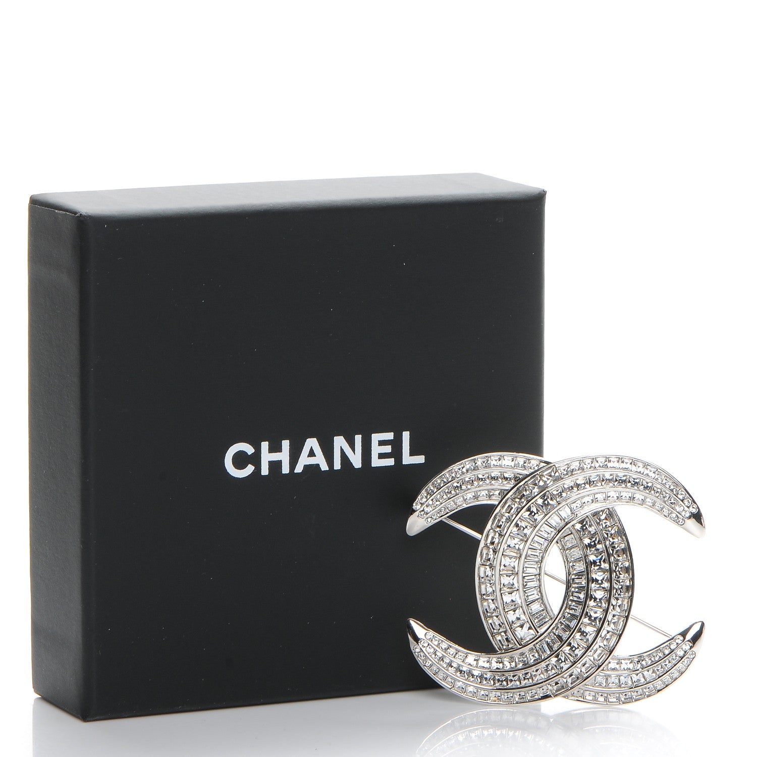 Chanel Baguette Crystal CC Brooch Silver 5 of 5