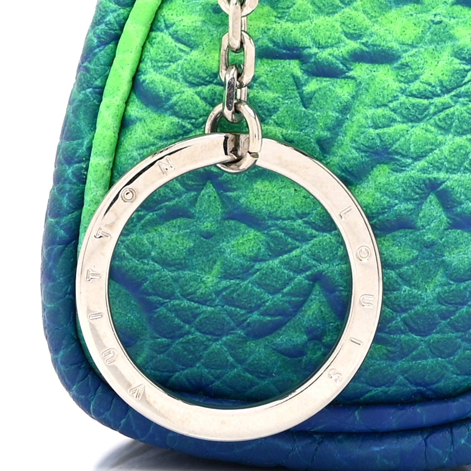 Louis Vuitton Taurillon Illusion Mini Keepall Earphones Pouch Bleu Vert 6 of 9