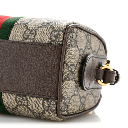 Gucci GG Supreme Monogram Textured Dollar Calfskin Web Super Mini Ophidia Top Handle Bowler Bag  Beige Ebony New Acero 10 of 12