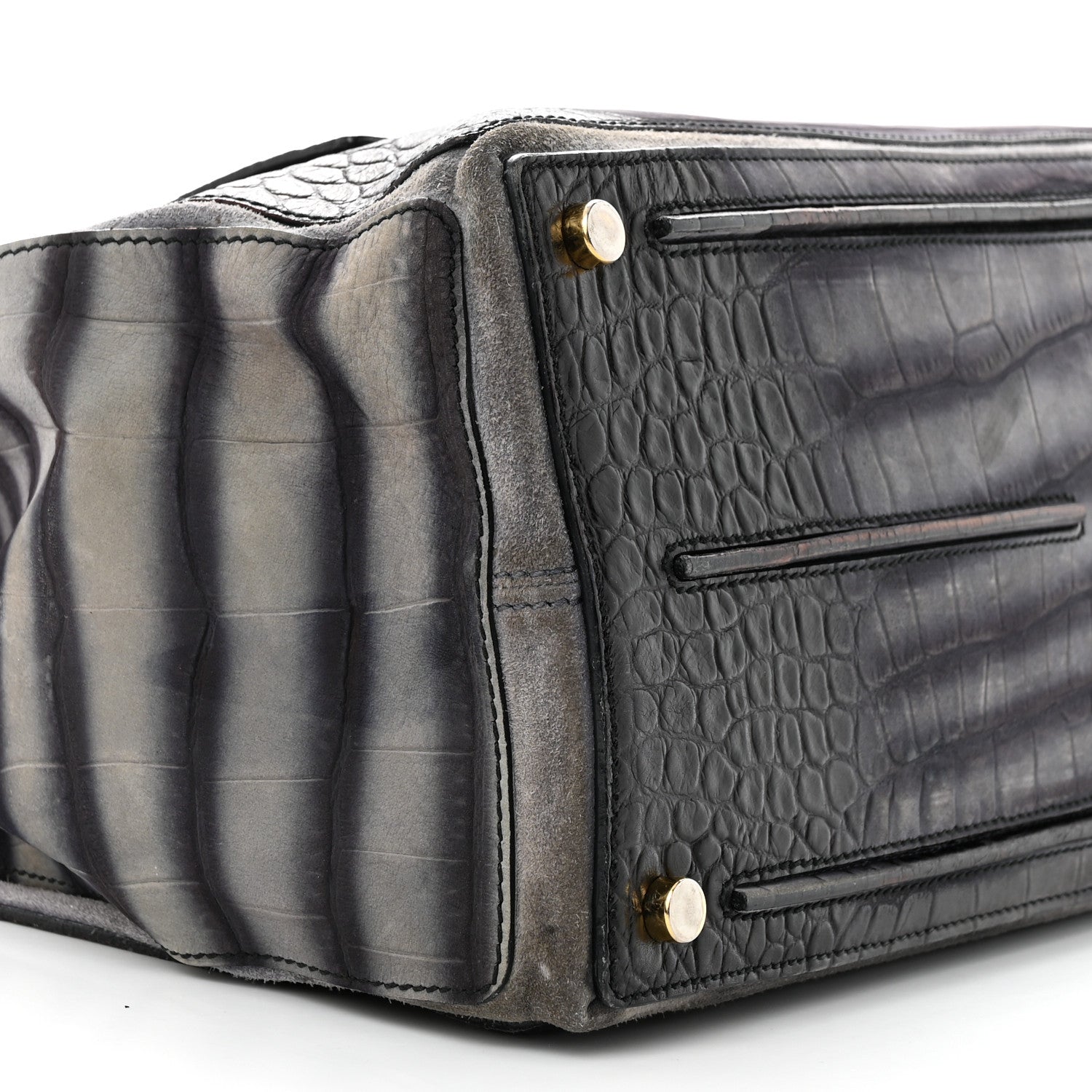 Saint Laurent Nubuck Calfskin Crocodile Embossed Large Muse Two Grey 9 of 12