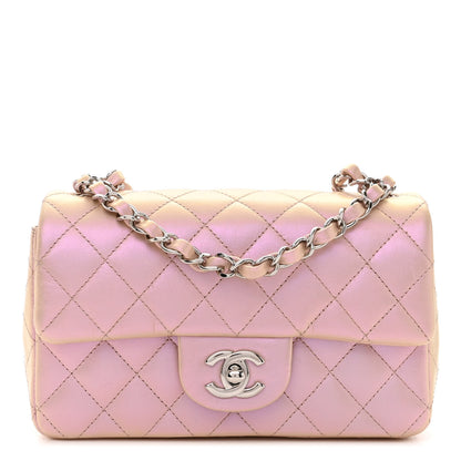 Chanel Iridescent Calfskin Quilted Mini Rectangular Flap Pink 1 of 10