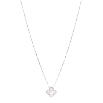 Van Cleef & Arpels 18K White Gold Chalcedony Vintage Alhambra Pendant Necklace 1 of 6