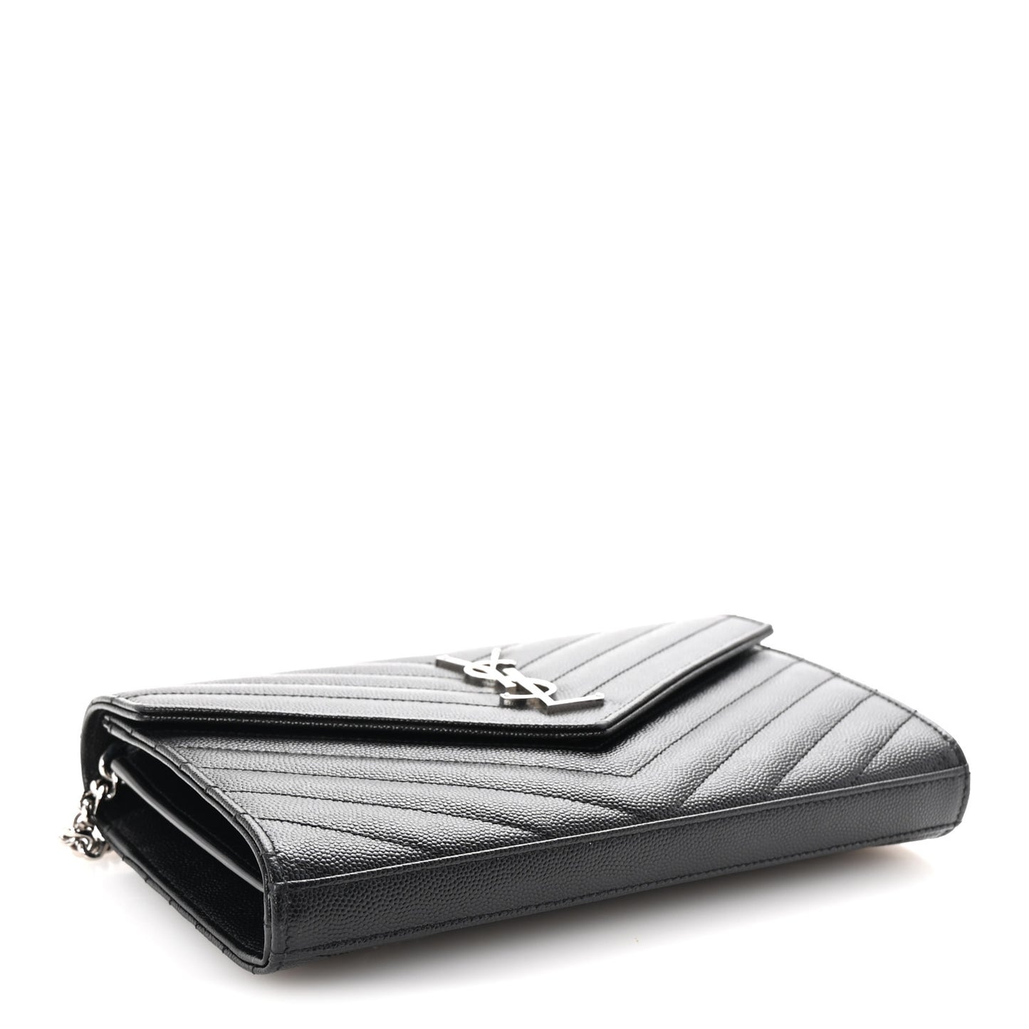 Grain De Poudre Matelasse Chevron Monogram Chain Wallet Black