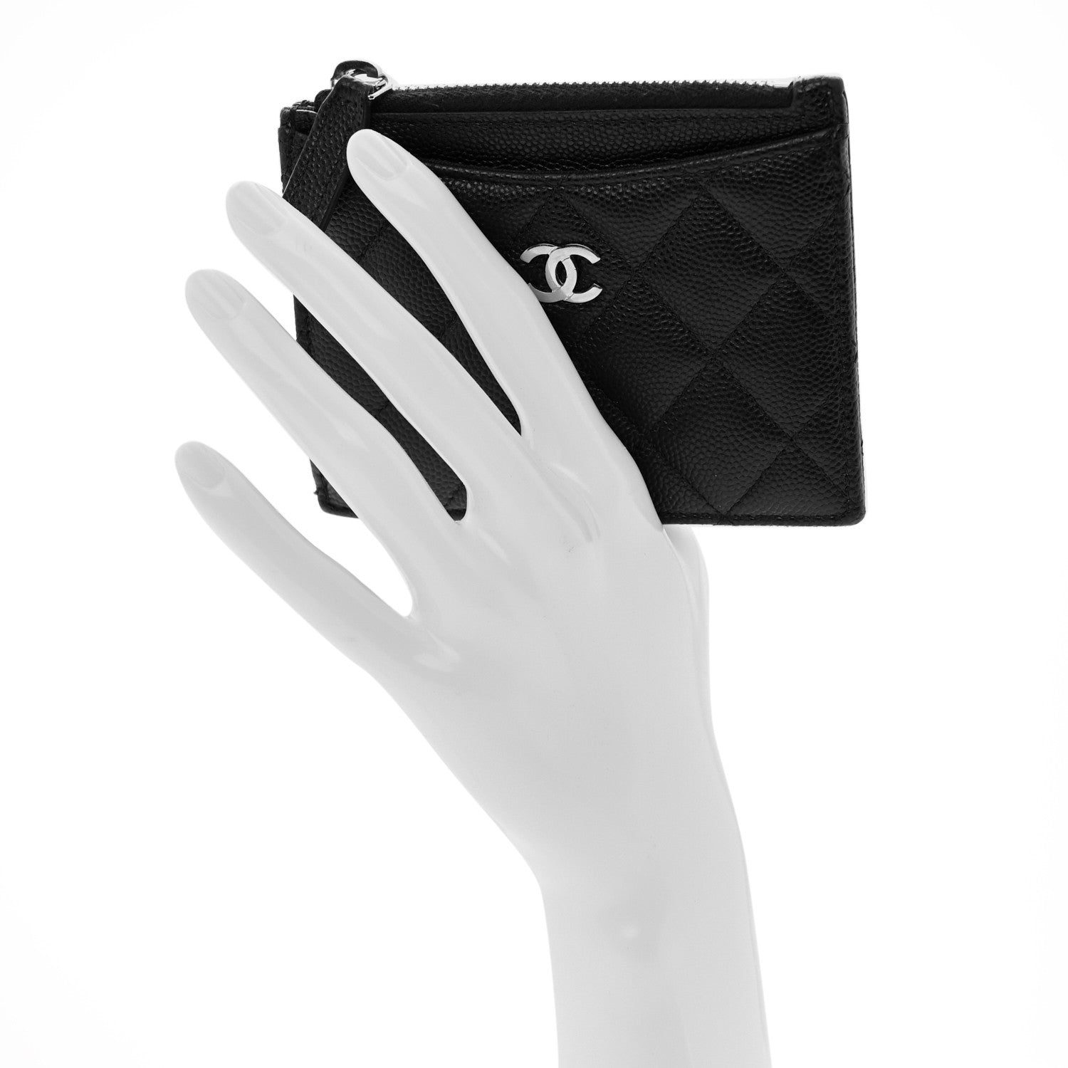 Chanel Caviar Quilted CC Zip Card Holder Black 2 of 9