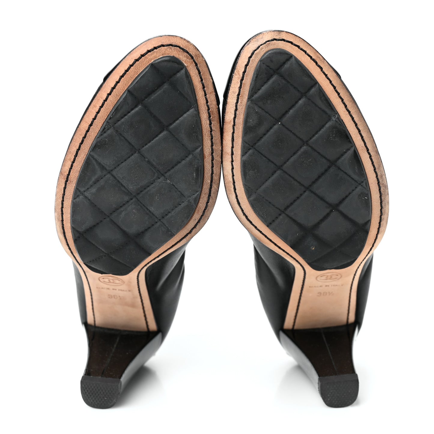 Lambskin Patent CC Elastic Cap Toe Ballerina Pumps 38.5 Black
