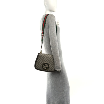 Gucci GG Supreme Monogram Textured Dollar Calfskin Web Medium Blondie Top Handle Shoulder Flap Bag Beige Ebony New Acero 2 of 10