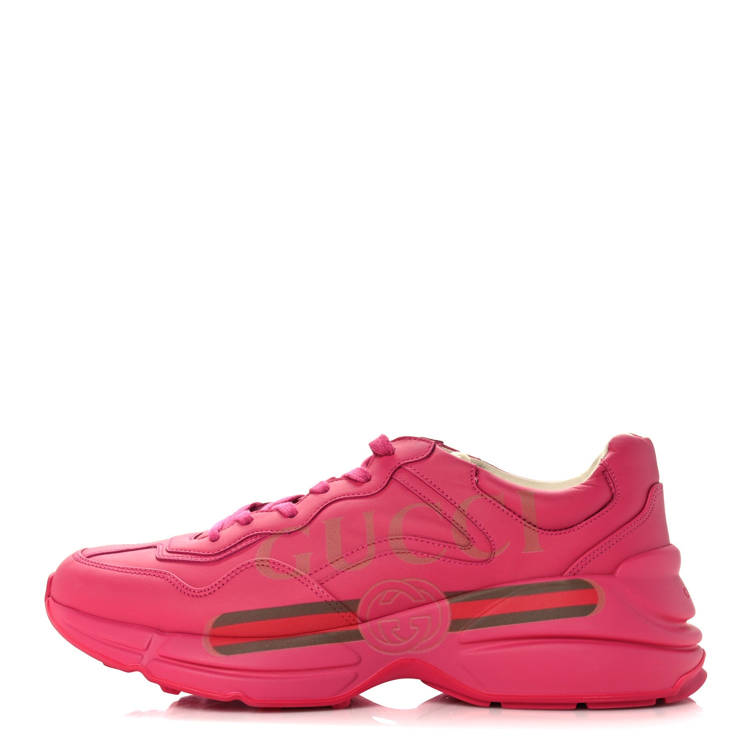 Gucci Calfskin Logo Mens Rhyton Sneakers 9 Box Pink 1 of 8