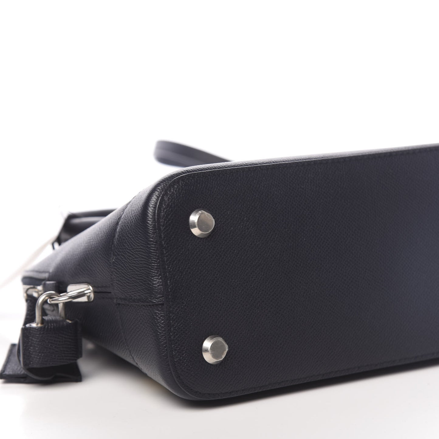 Signature Grained Calfskin Logo S Ville Top Handle Bag Bleu Tempete Jaune