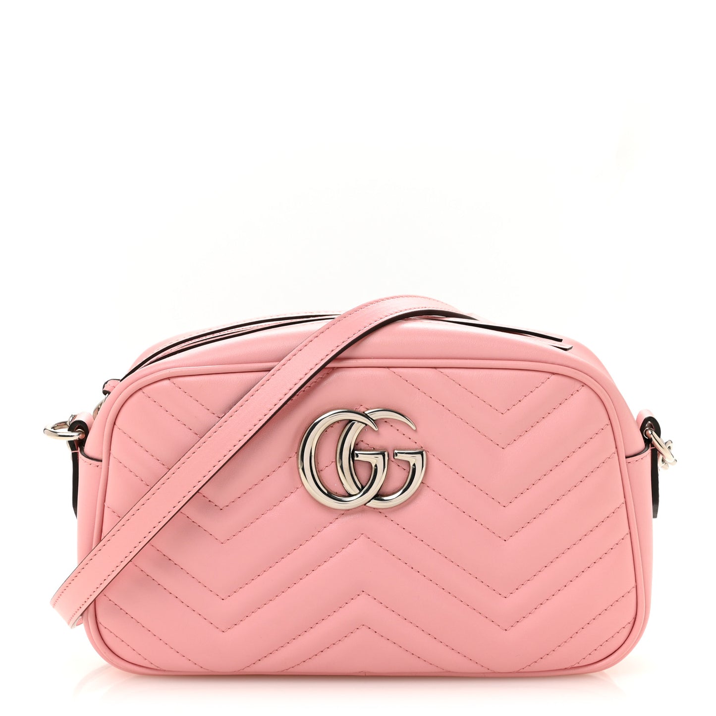 Calfskin Matelasse Small GG Marmont Chain Shoulder Bag Wild Rose
