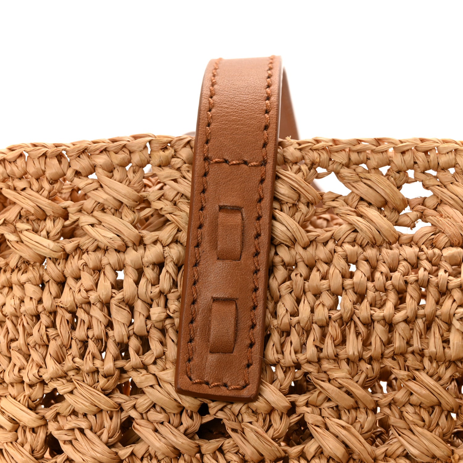 Saint Laurent Raffia Calfskin Small Panier Tote Naturel Brick 12 of 13