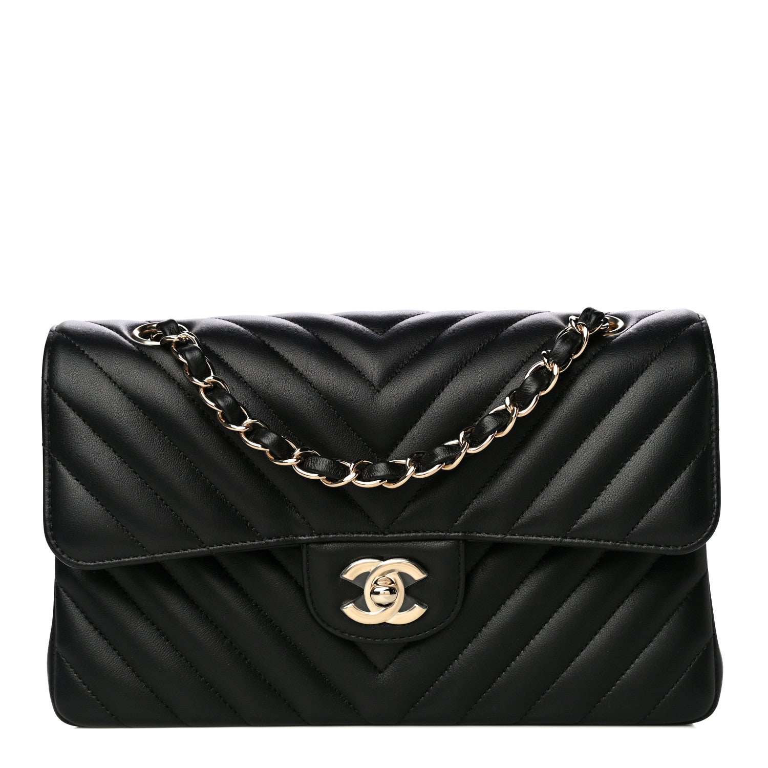 Chanel Lambskin Chevron Quilted Small Double Flap Black 1 of 14