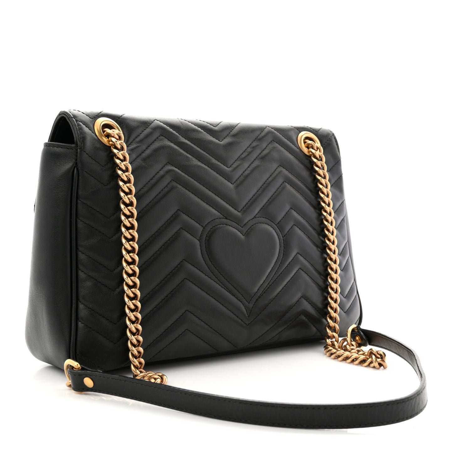 Calfskin Matelasse Medium GG Marmont Shoulder Bag Black