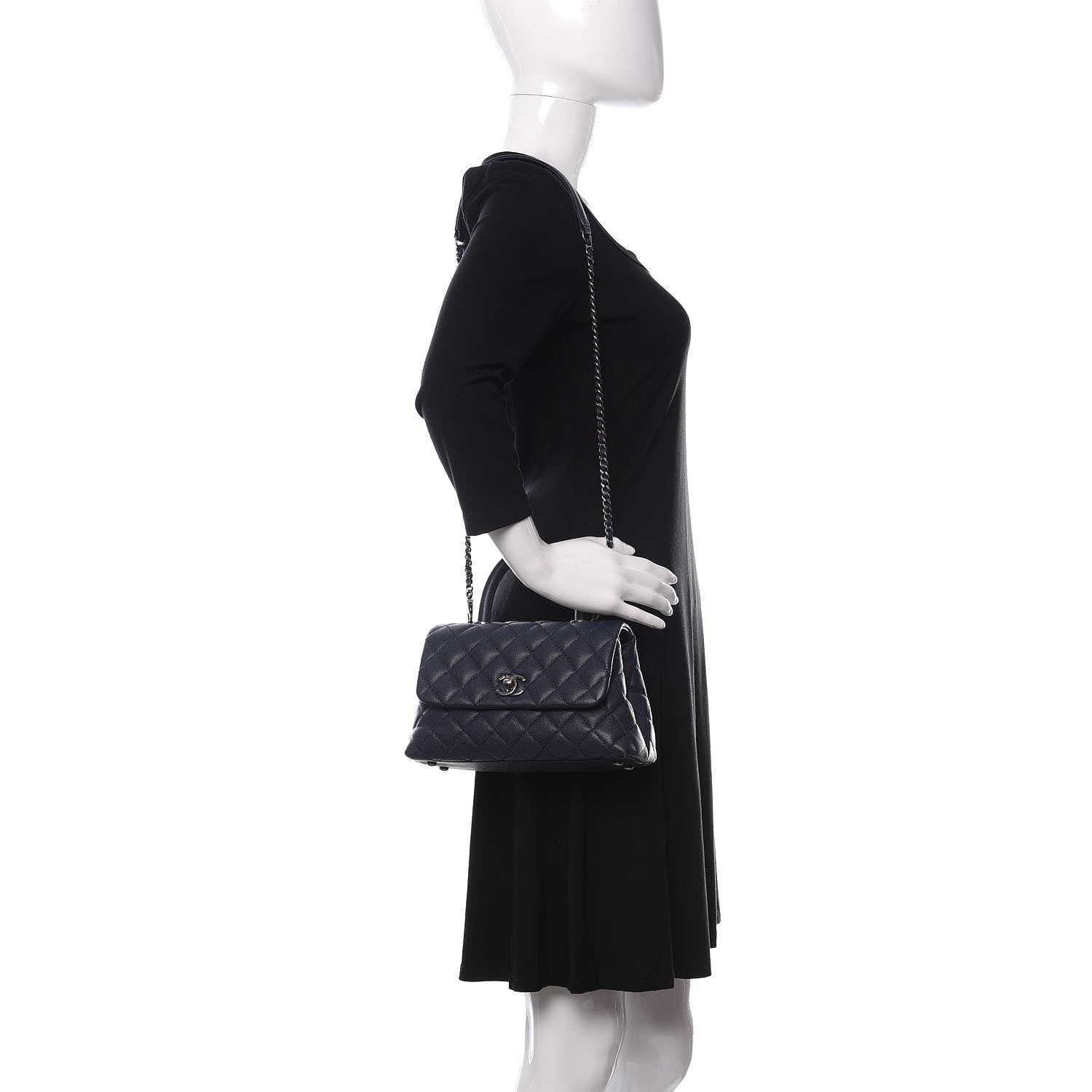 Chanel Caviar Quilted Mini Coco Handle Flap Navy Blue 2 of 11