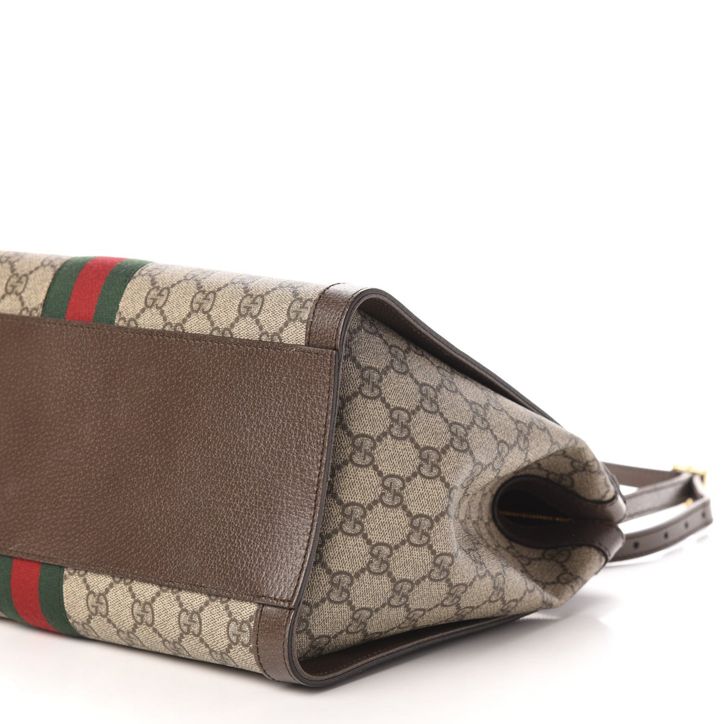GG Supreme Monogram Web Medium Ophidia Tote Bag Brown