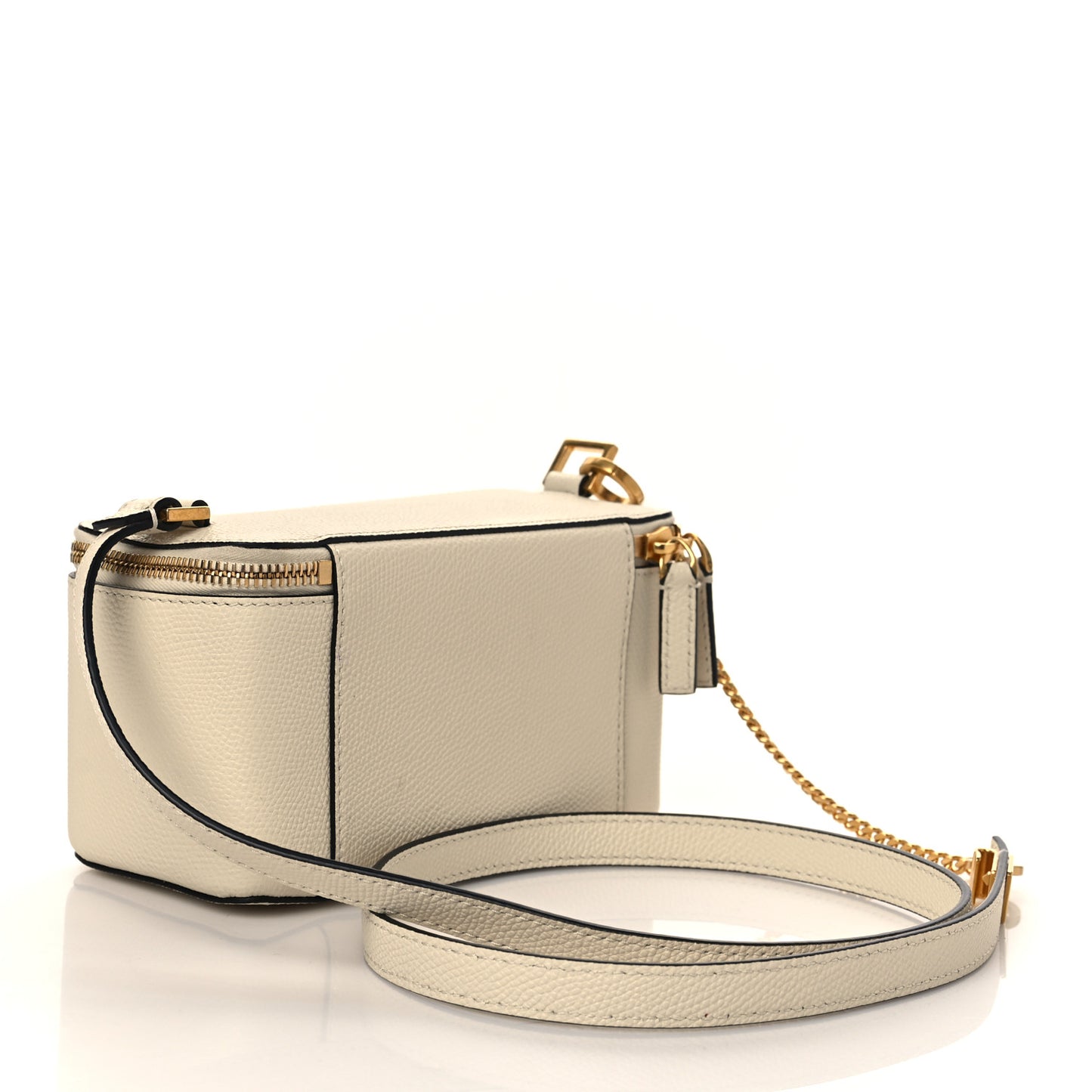 Grainy Calfskin Vlogo Vanity Case White