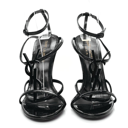 Saint Laurent Patent Cassandra 100 Ankle Strap Sandals 36.5 Black 2 of 8