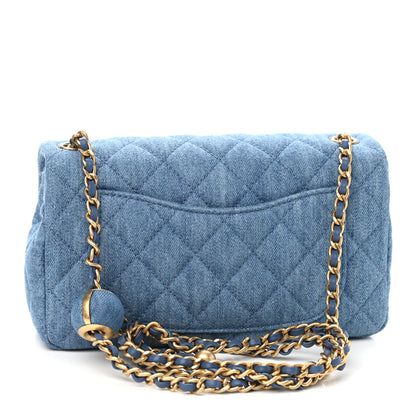 Chanel Denim Quilted Mini Pearl Crush Rectangular Flap Blue 3 of 10