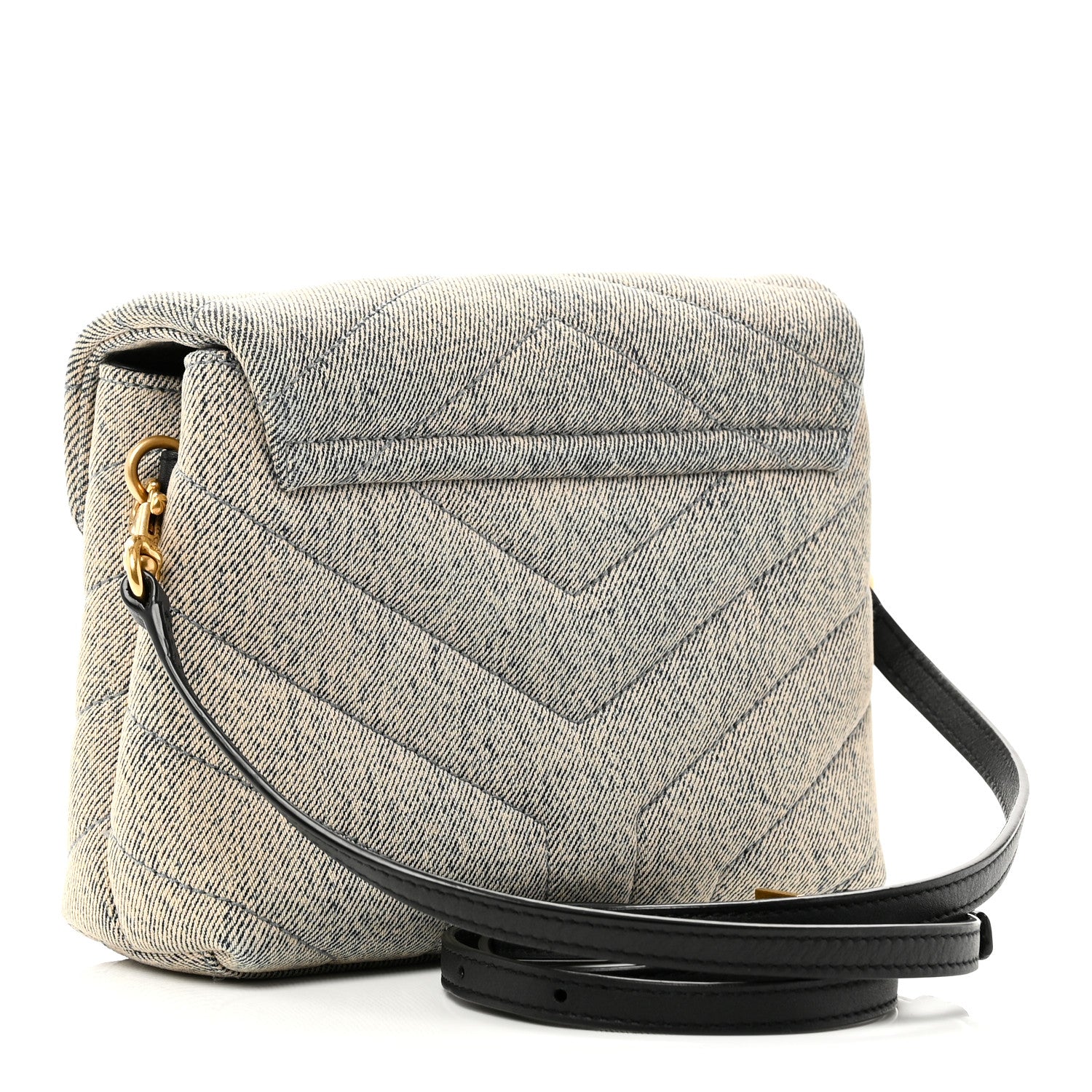 Saint Laurent Denim Y Quilted Monogram Toy Loulou Crossbody Bag Grey 3 of 10