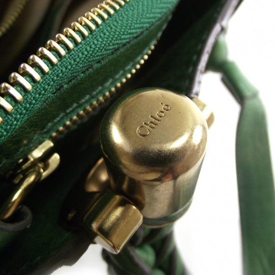 Leather Heloise Satchel Jewel Green