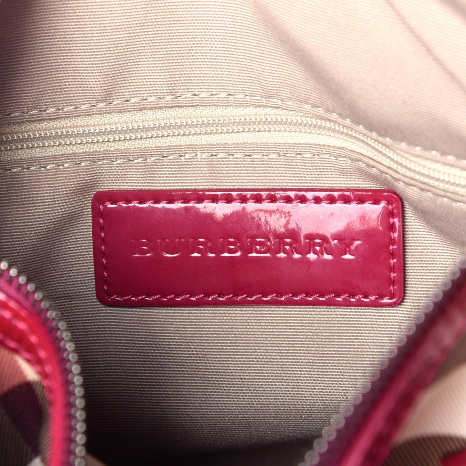 Burberry Patent Nova Check Chester Bowling Bag Raspberry Sorbet 6 of 8