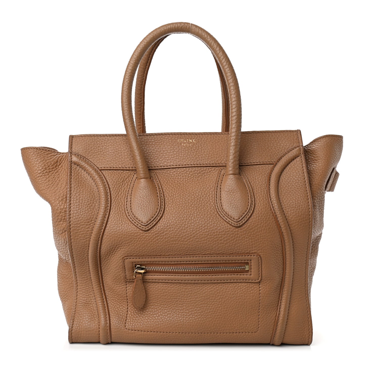 Drummed Calfskin Mini Luggage Camel