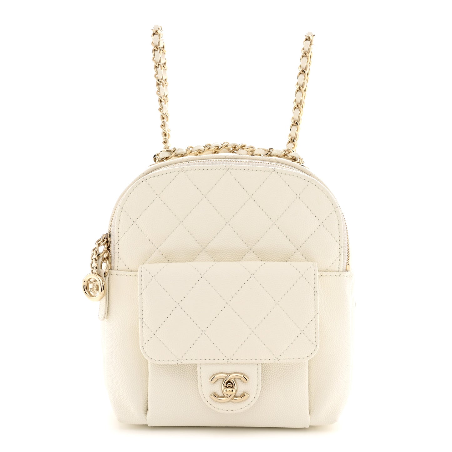 Caviar Quilted Small CC Day Backpack White