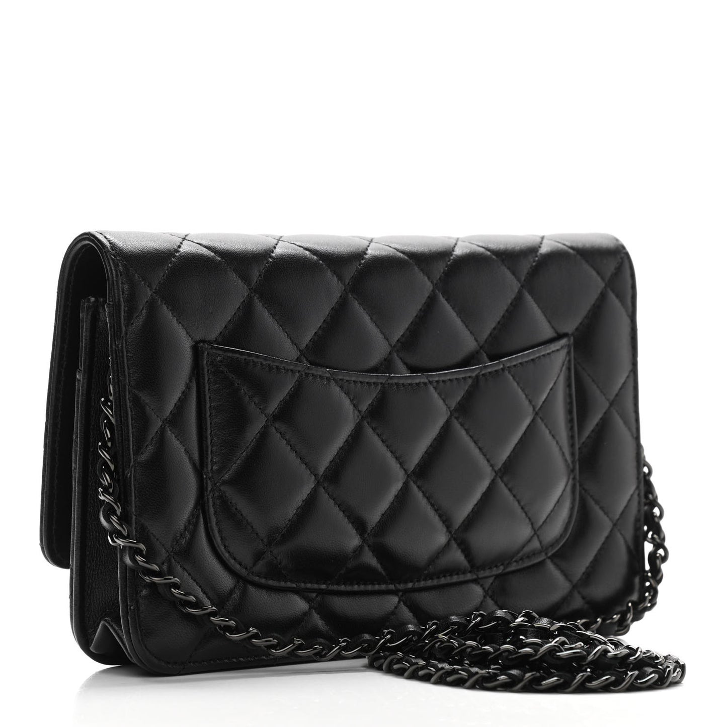 Lambskin Quilted Wallet On Chain WOC So Black