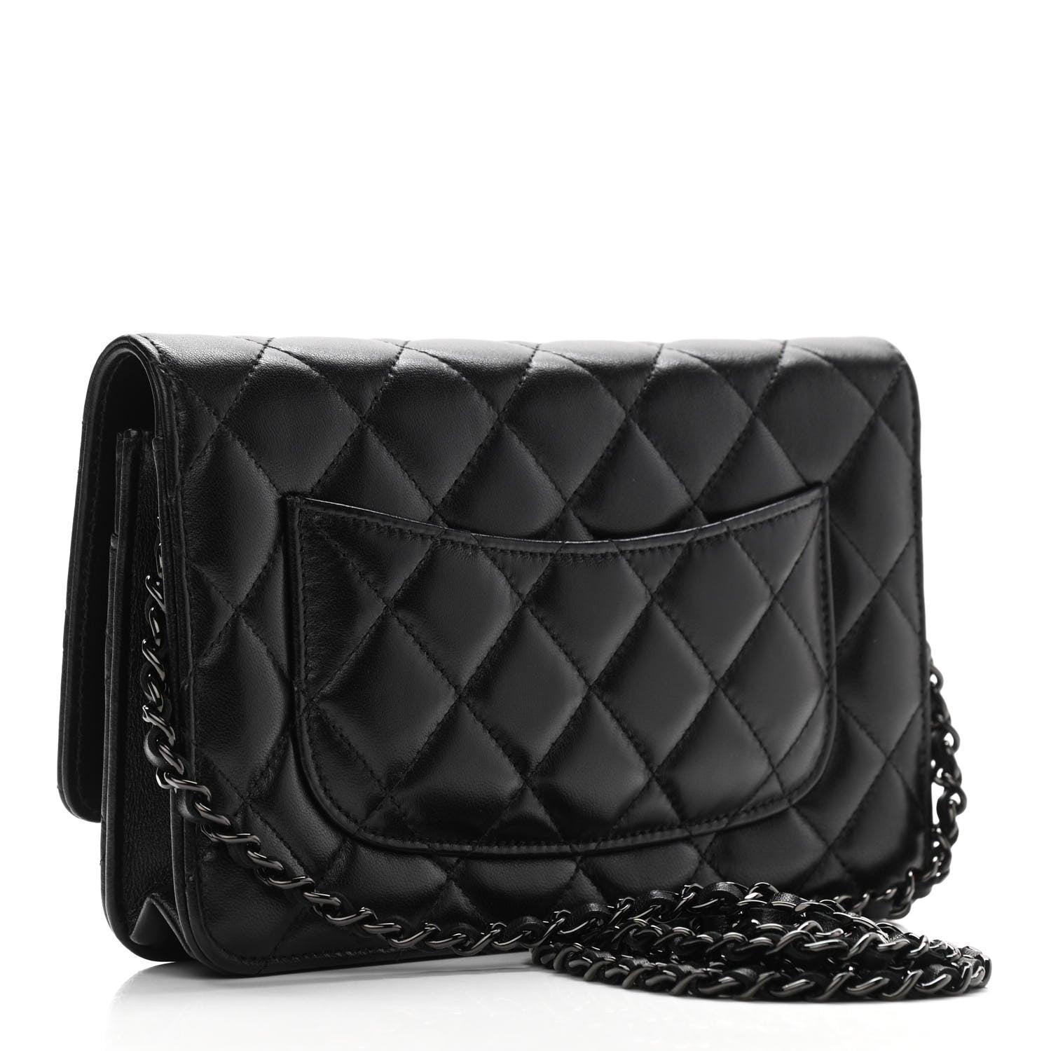 Chanel Lambskin Quilted Wallet On Chain WOC So Black 3 of 14