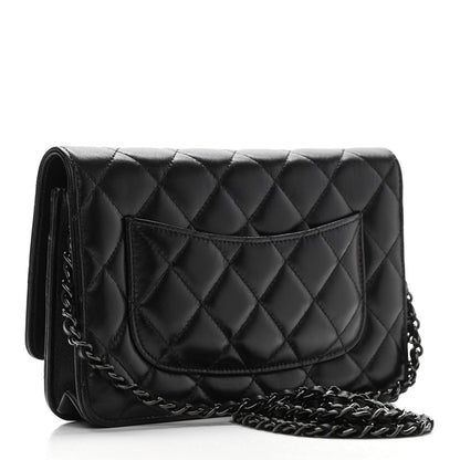 Chanel Lambskin Quilted Wallet On Chain WOC So Black 3 of 14