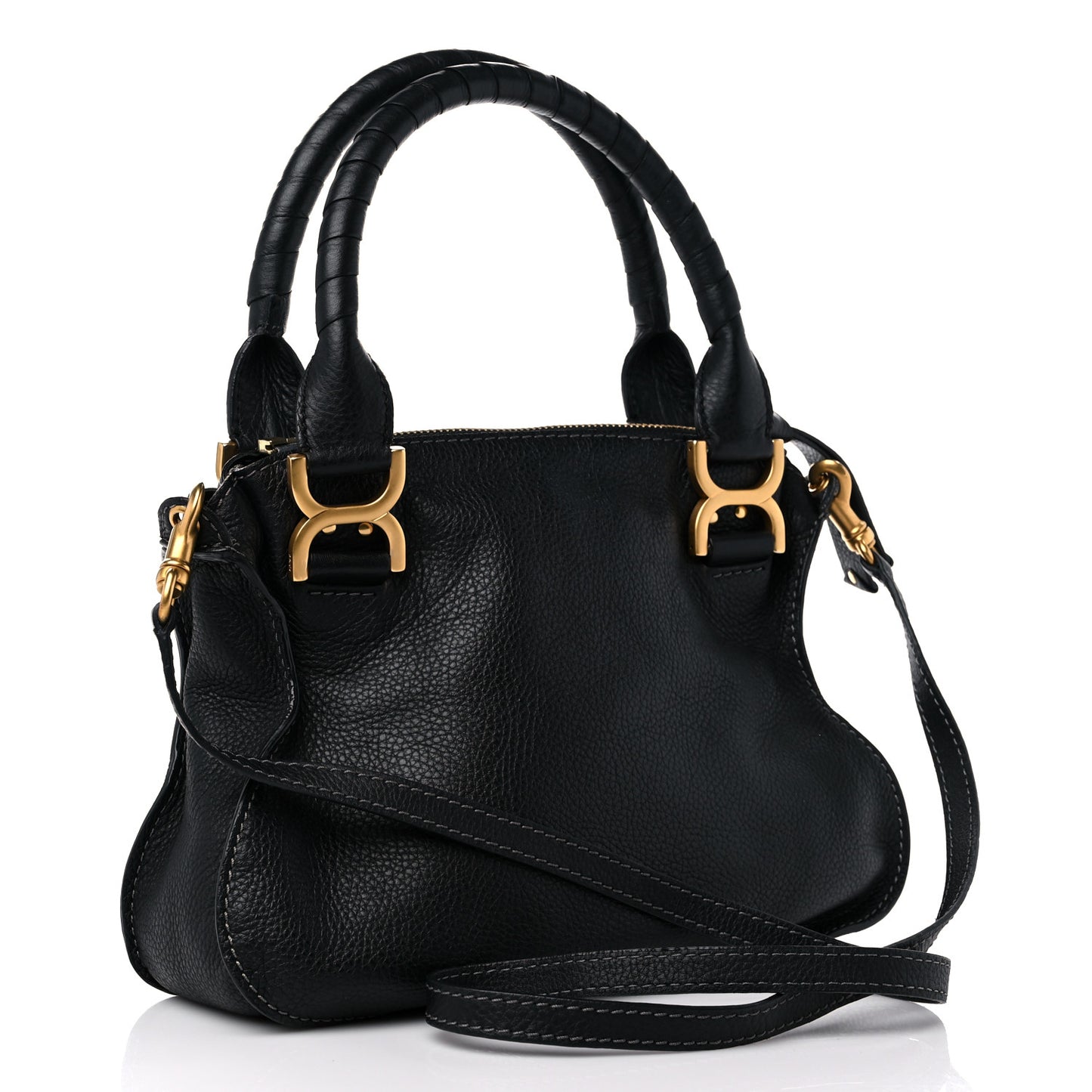 Calfskin Small Marcie Satchel Black