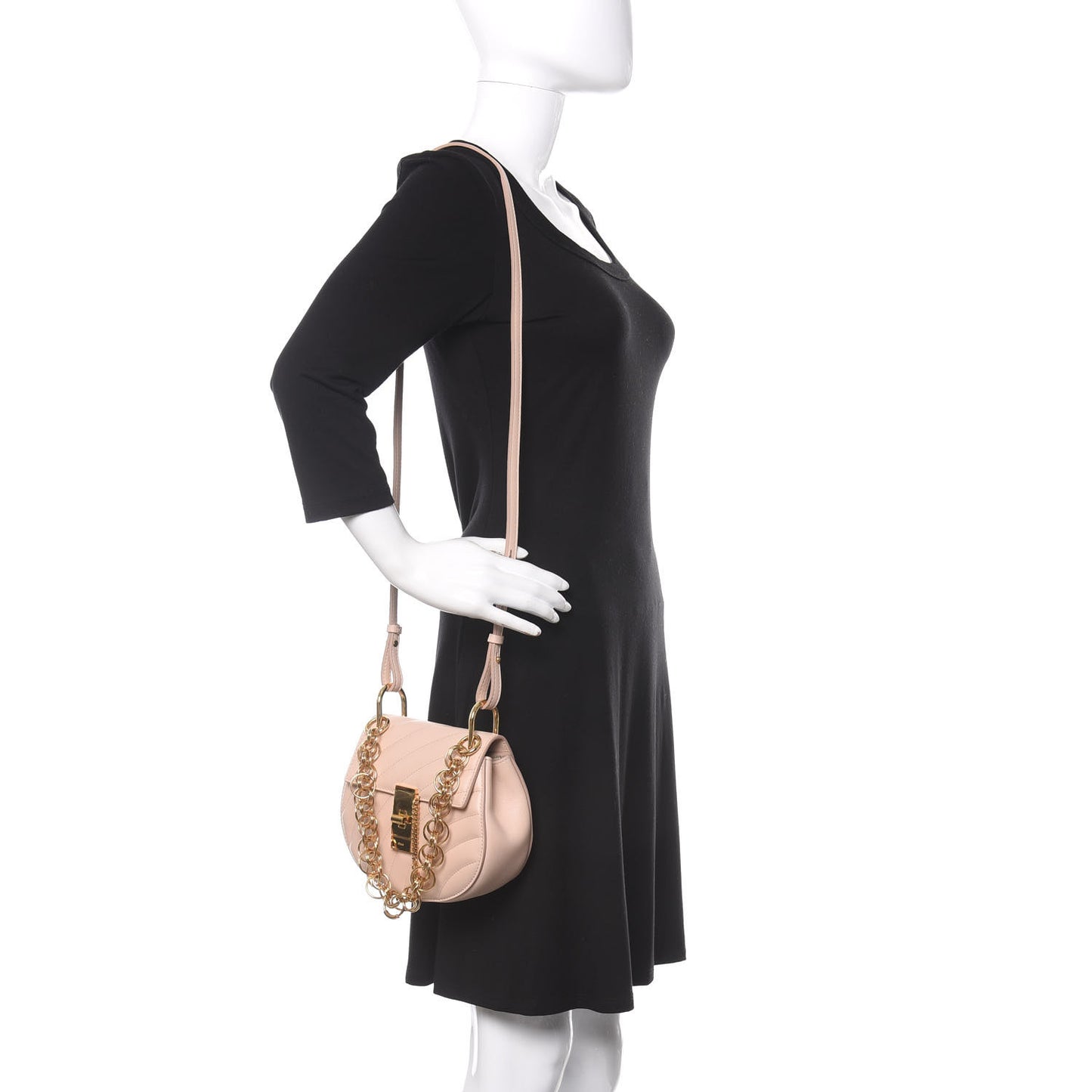 Calfskin Quilted Mini Drew Bijou Shoulder Bag Cement Pink