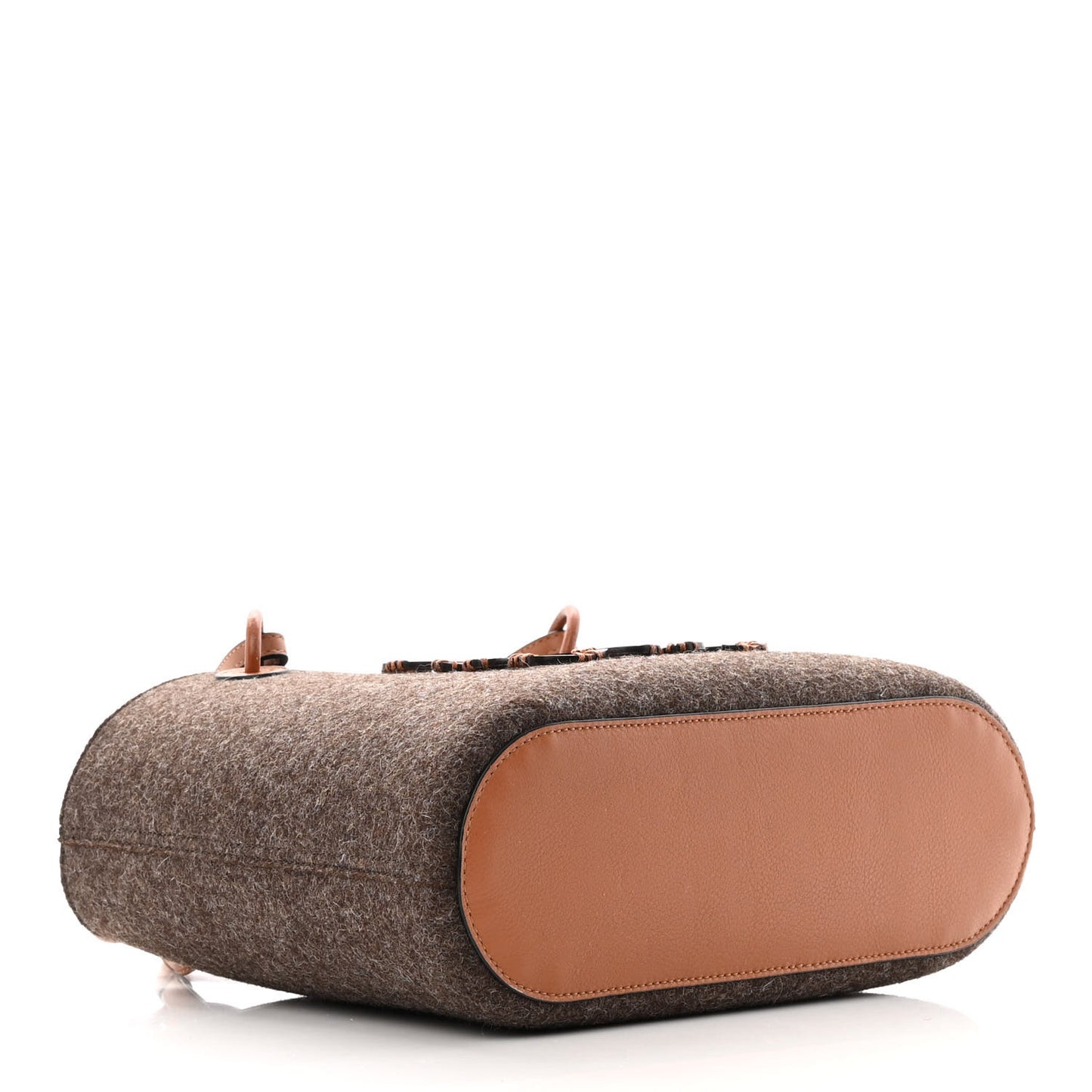 Felt Calfskin Small Anagram Square Basket Tote Brown Tan