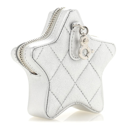 Chanel Metallic Lambskin Walk Of Fame Star Clip On Coin Purse Silver 3 of 8