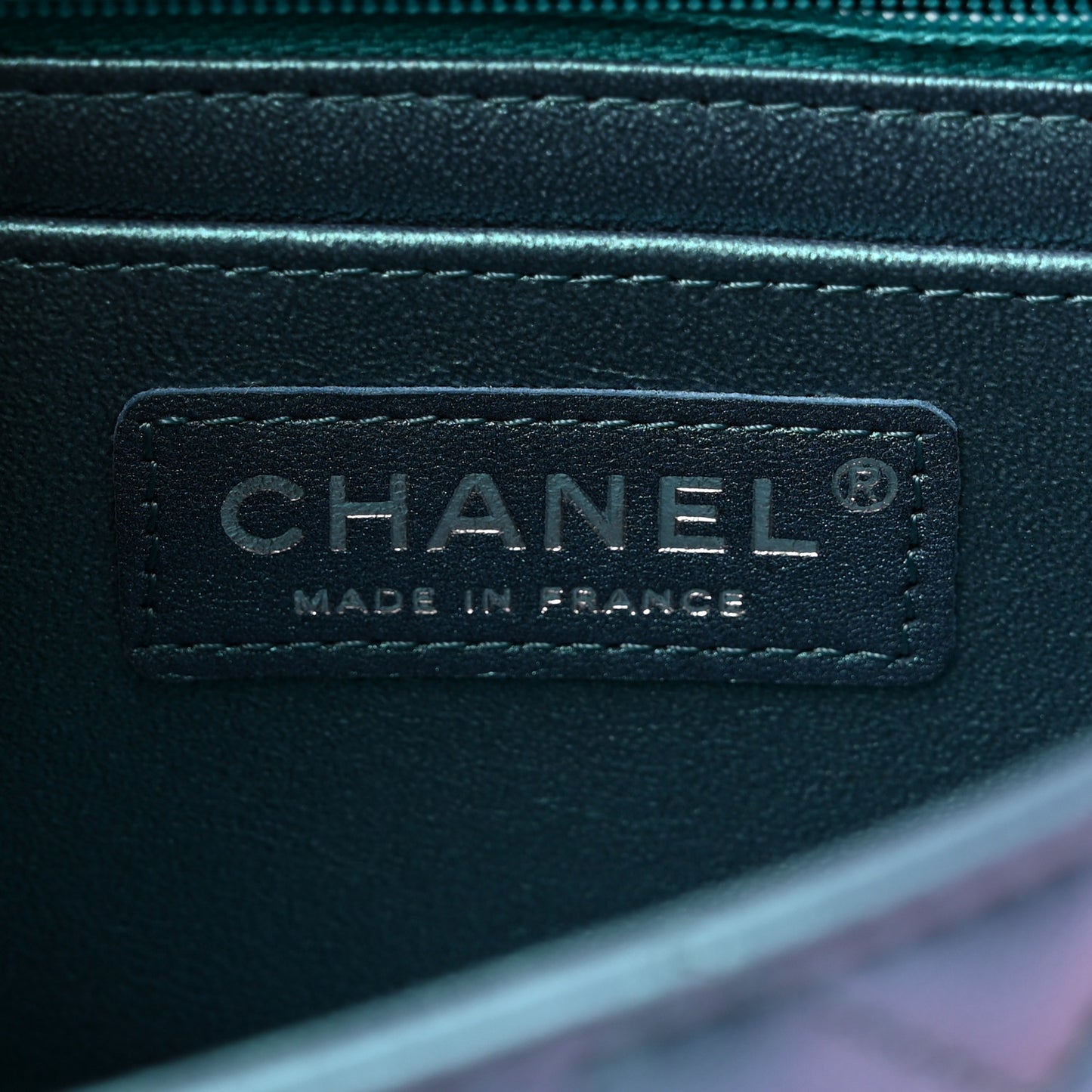 Iridescent Lambskin Quilted Mini Rectangular Flap Turquoise
