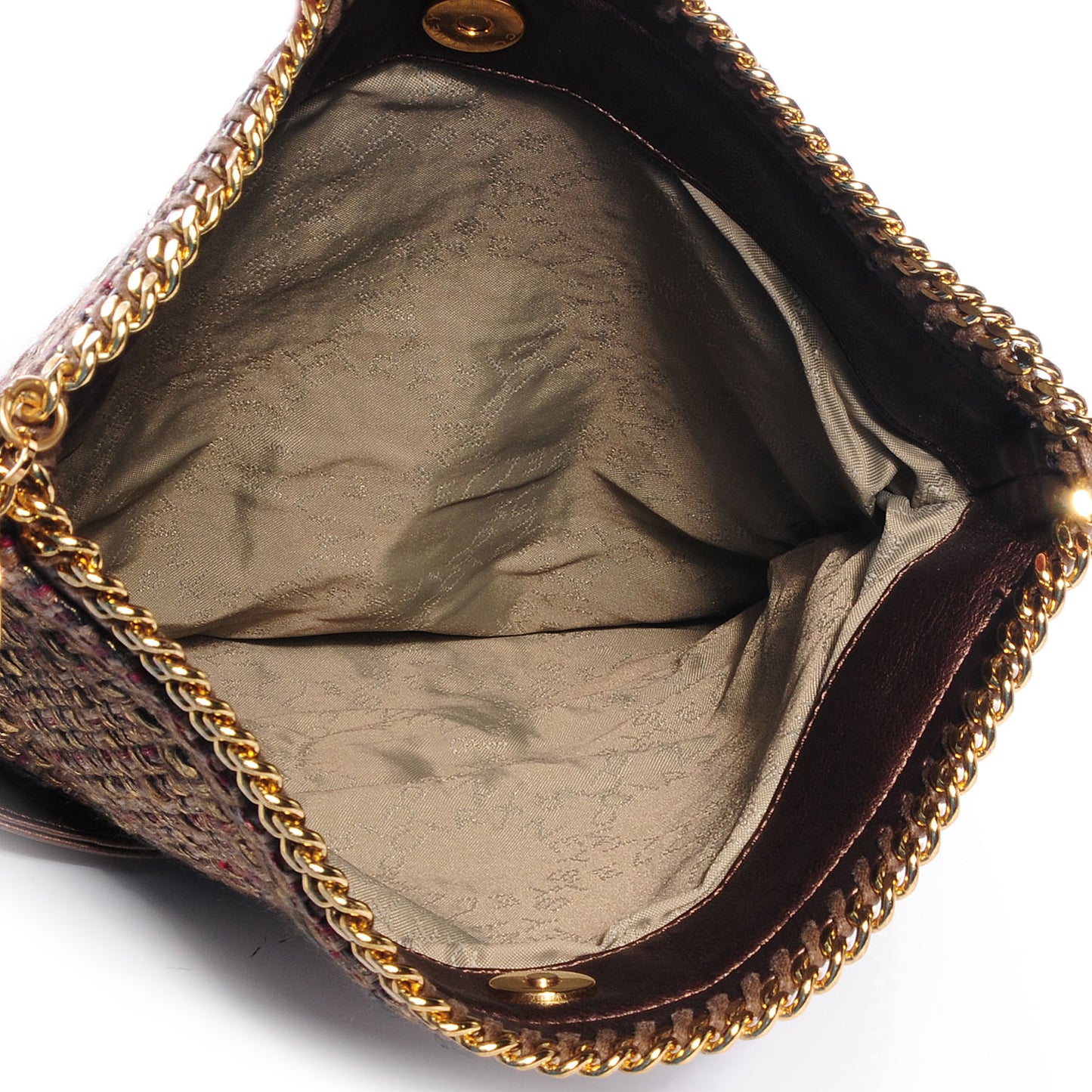 Woven Boucle Fold Over Falabella Clutch Gold