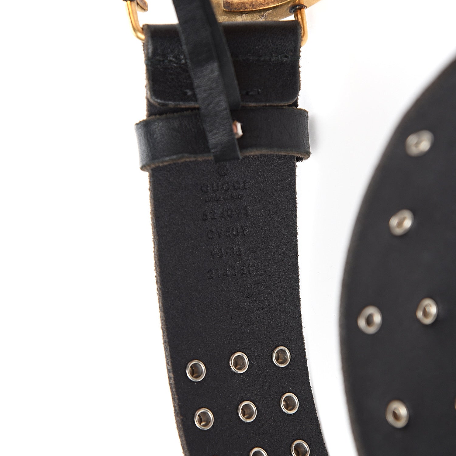 Gucci Calfskin Studded Double G 40mm Belt 90 36 Black 5 of 5
