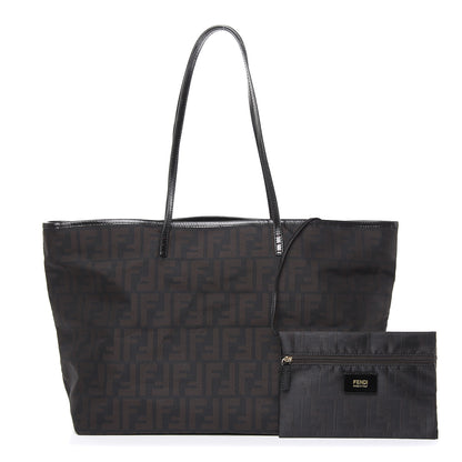 Fendi Nylon Zucca Medium Roll Tote Tobacco 1 of 11