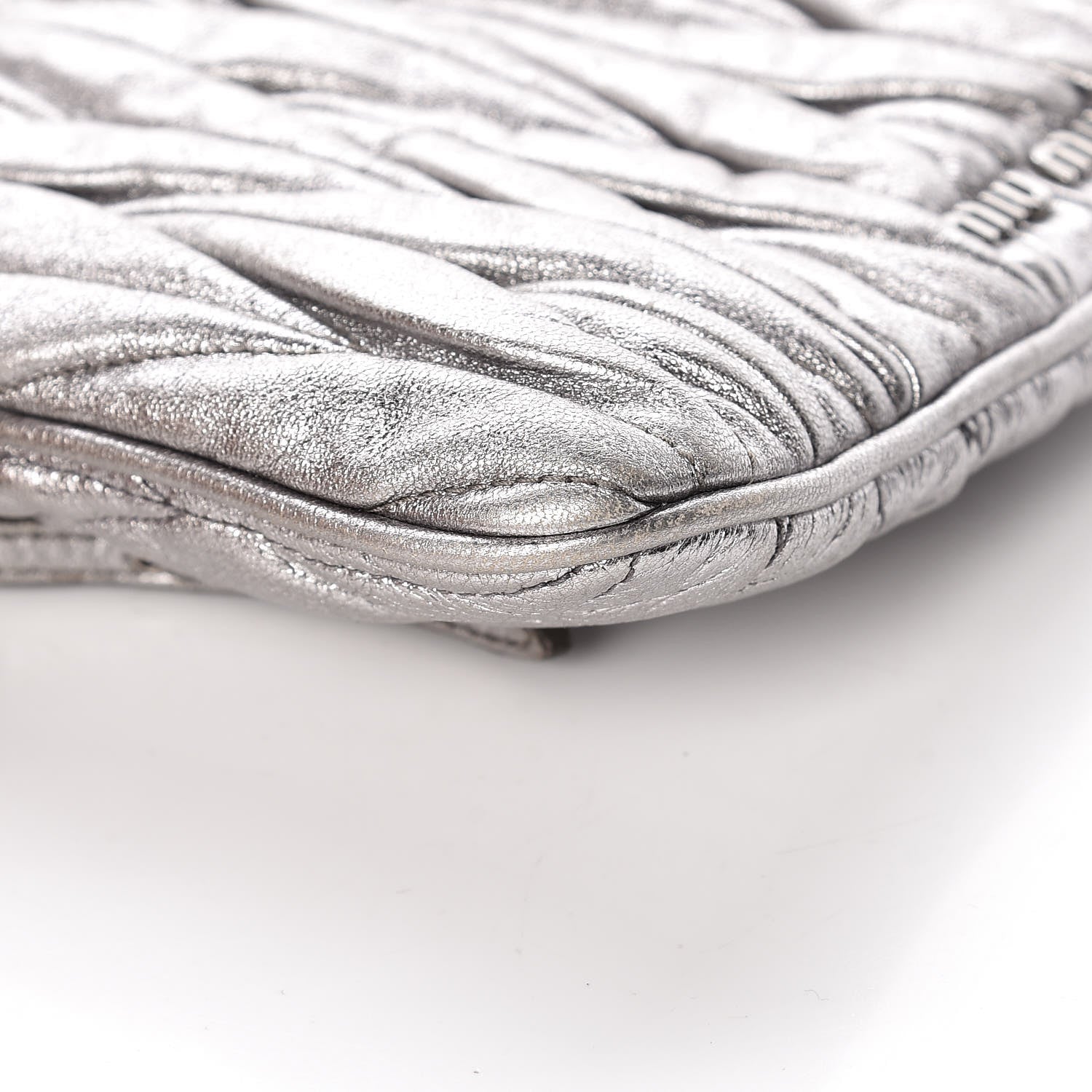 Miu Miu Metallic Nappa Matelasse Clutch Cromo 11 of 14