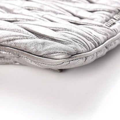 Miu Miu Metallic Nappa Matelasse Clutch Cromo 11 of 14