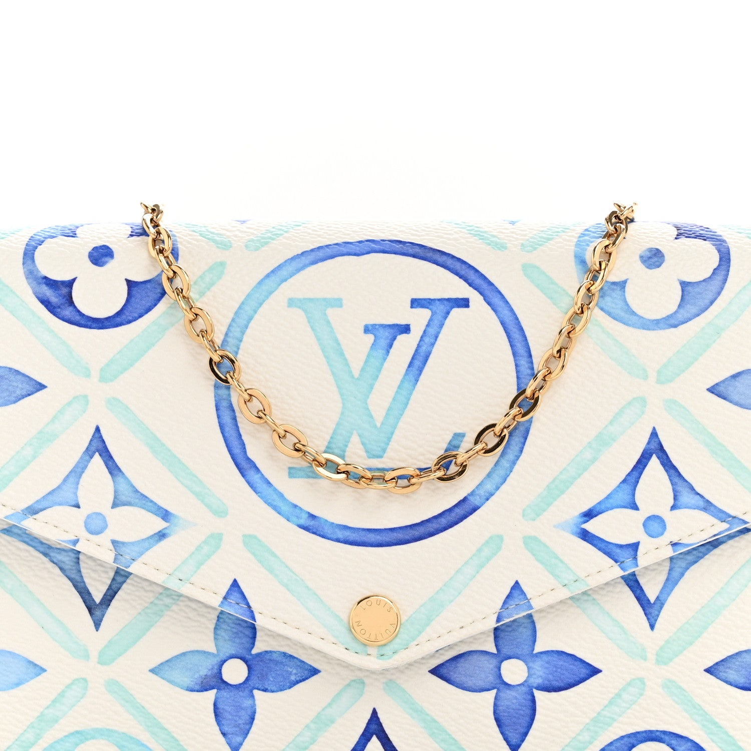Louis Vuitton Monogram Giant By The Pool 2.0 Felicie Pochette Chain Wallet Lagoon Blue 8 of 11