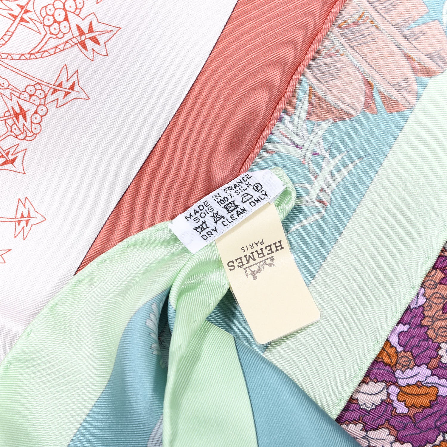 Hermes Silk Les Legendes de l'Arbre Scarf 90 Corail Veronese Mauve 2 of 6
